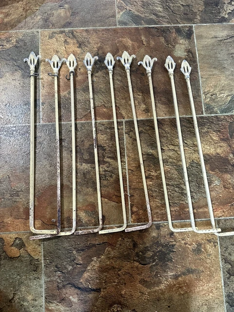 8 VTG Victorian Swing Arm Extend Drapery Curtain Rods NO Brackets chippy paint