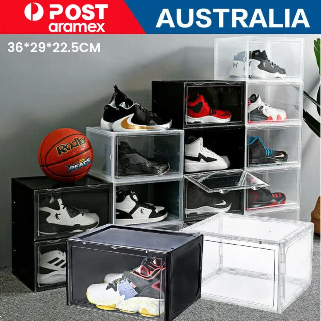 -20x Premium Shoe Box Sneaker Display Storage Case Clear Plastic Boxes Stackable