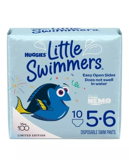 Huggies Little Swimmers Latex-Free Diapers, L Size 5-6, 10 ct, 32+ Lb. New