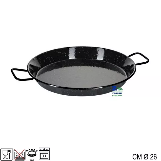 Tegame 2 Manici Paella Valenciana La Ideal Diam. 26 Cm In Ferro Smaltato