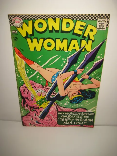 WONDER WOMAN COMIC (DC,1967) #171 Demon Man-Fish Silver Age Andru