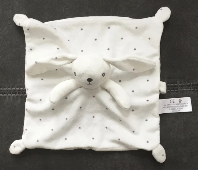 Doudou Lapin blanc étoiles grises attache tétine Simba Toys