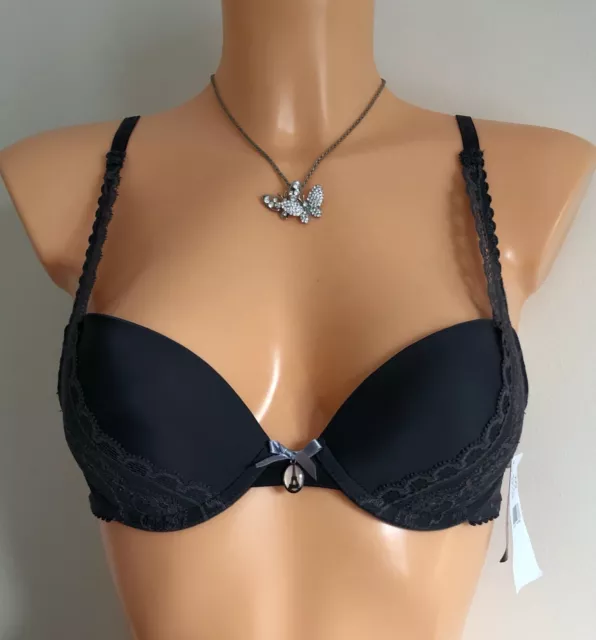 Chantelle Passionata Bra Passio Cherie Size 34B Grey Push-Up Plunge 4552