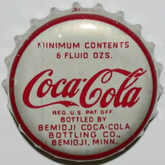 Vintage soda pop bottle cap COCA COLA Bottling Bemidji Minnesota cork lined used