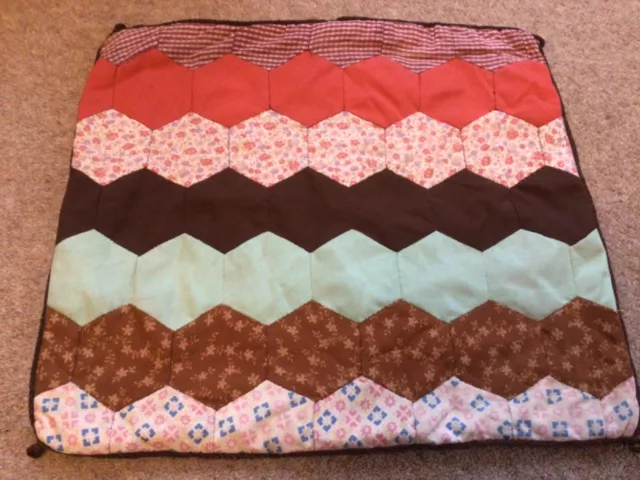 Vintage Granny Patchwork Hexagonal Zipped Cushion Cover. Camper Van