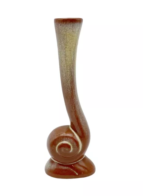 Vintage Frankoma Pottery Desert Gold Red Clay Snail Bud Vase 31 Mid Century MCM