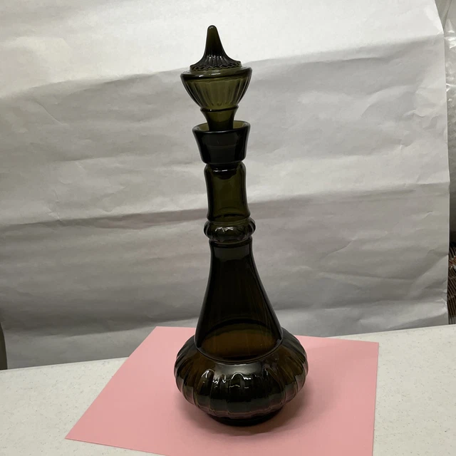 VTG JIM BEAM I Dream of Jeannie Bottle 1964 Smoke Green Glass Decanter