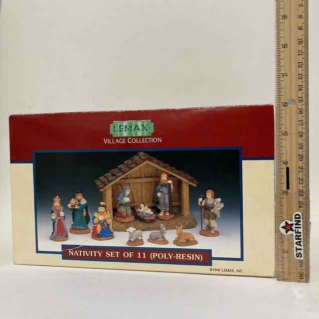 VINTAGE LEMAX VILLAGE Collection Nativity Set 11 Piece PolyResin GOOD⭐