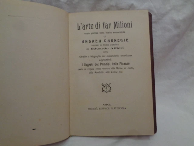 L'arte Di Far Milioni  Edoardo Alfieri Napoli 1905