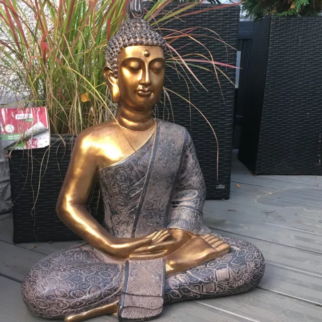 XXXL 65cm Buddha Budda Skulptur Groß Garten Outdoor Figur Thai Statue Schwarz