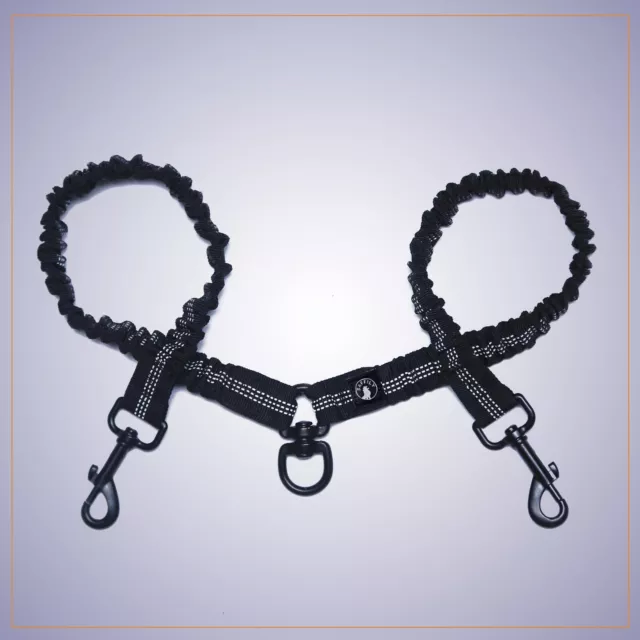 Double Dog Lead Dual Two Way Tangle Free Coupler Split Bungee Leash