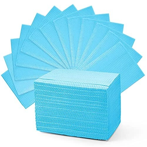 60 PCS Dental Bibs Disposable Polyback Towel Waterproof Patient Bibs, Blue