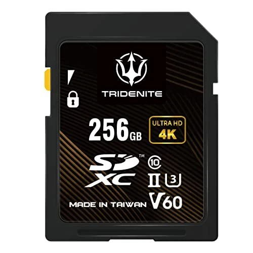 TRIDENITE 256GB SD Card Read Speed Up to 245MB/s UHS-II U3 V60 4K UHD Profess...