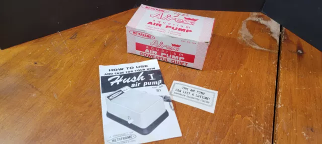 1968 Vintage Rare MetaFrame Hush I Air Pump 700 empty box aquarium tank fish