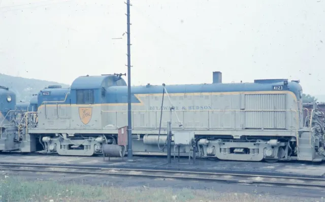 D&H DELAWARE AND HUDSON Railroad Train Locomotive WHITEHALL NY 1964 Photo Slide