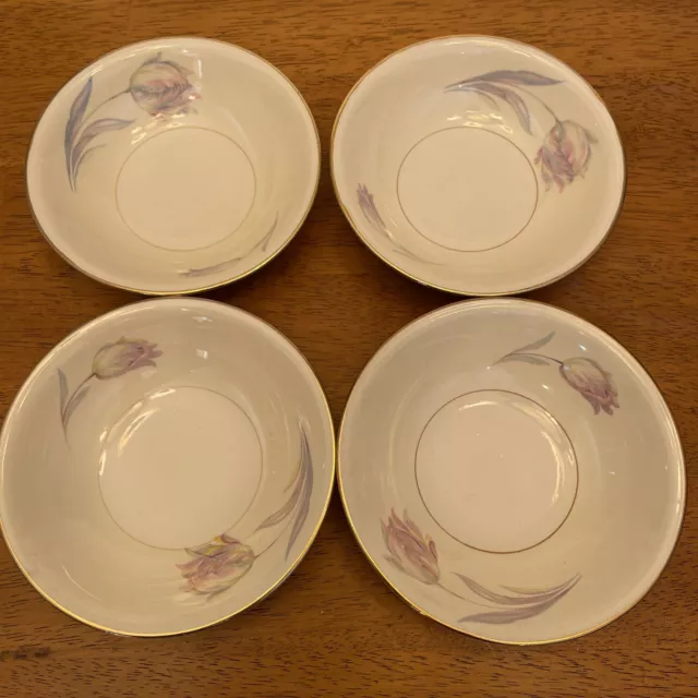 Vintage 1943 Homer Laughlin EGGSHELL NAUTILUS TULIP  5 1/4” Berry Bowls Set Of 4