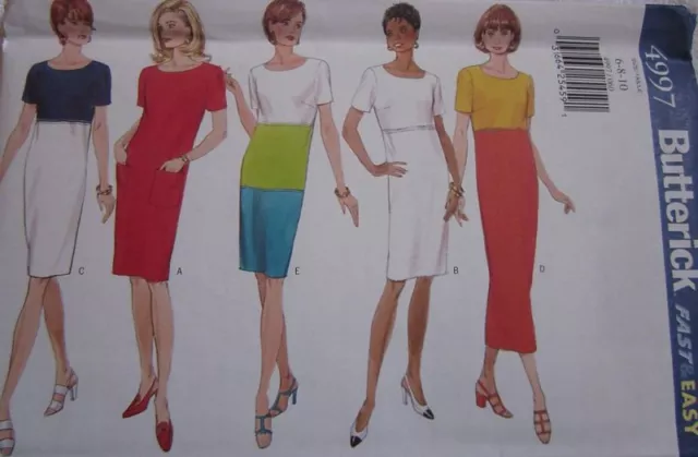 Vintage Butterick SEWING Pattern 4997 Misses EASY Dress 6-22 UNCUT OOP SEW NEW