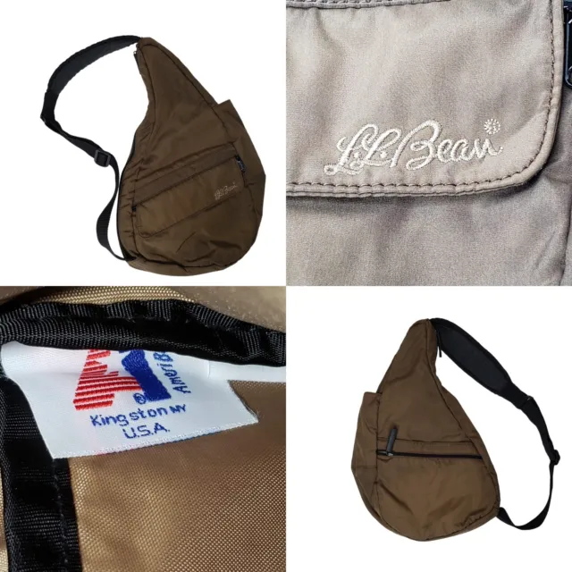 LL Bean Vintage Ameribag Sling Bag Crossbody Brown Made in USA Nylon