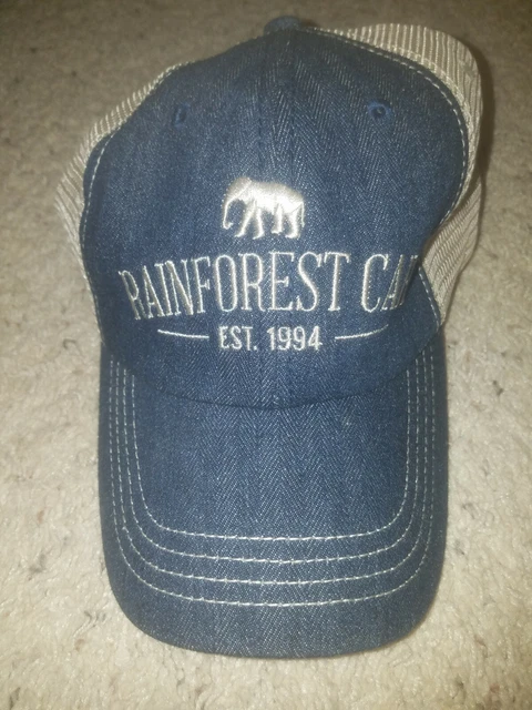 Rain Forest Cafe Unisex Blue Jean Hat Cap Strap Back New
