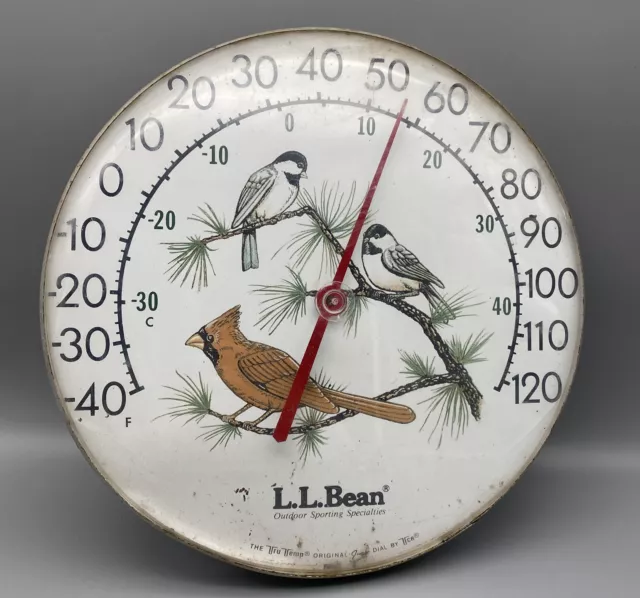 Vintage Original LL Bean Jumbo Dial Tru Temp by TCA 18” Thermometer Bird Garden