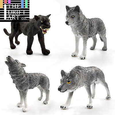 1pc Simulation Leopard Wolf Black Panther Animal Miniature Art Toy Figure Doll