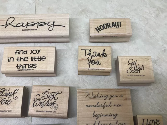 Lot of 20+ Stampin Up Words Wood Mounted Stamps Happy Surprise To From Thank You 3