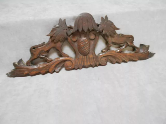 VINTAGE French  OAK wood Carved Fronton Pediment