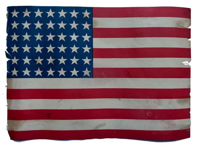 RARE Cir 1890 ANTIQUE 42 Star PAPER American Parade Flag Folk Art Primitive