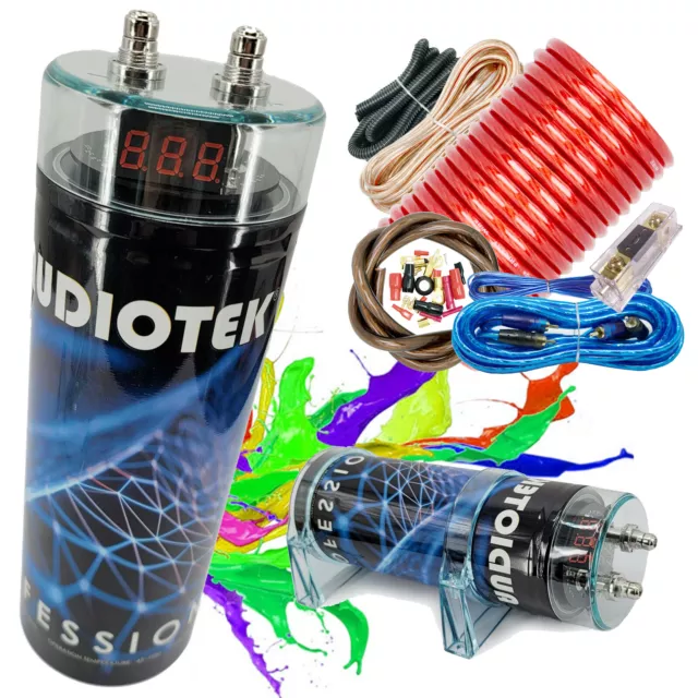 Power 12V Car Audio 5.0 Farad Capacitor 5000W Digital 3 Digit Display + 4 GA KIT