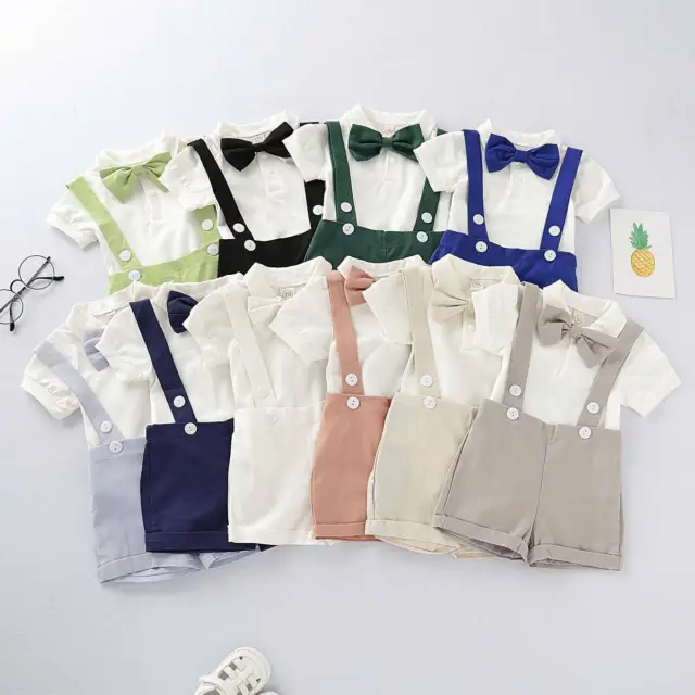 Newborn Infant Baby Boys Gentleman Short Suit Romper Bodysuit Outfit Clothes Set