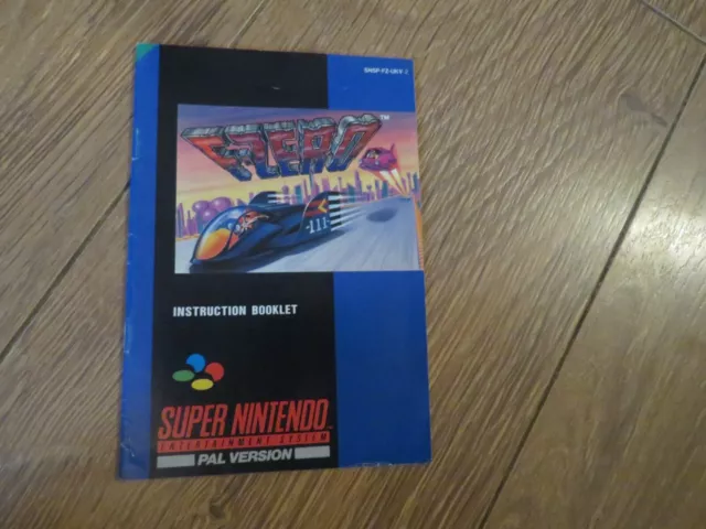 F-Zero Super Nintendo (Snes) Instruction Booklet
