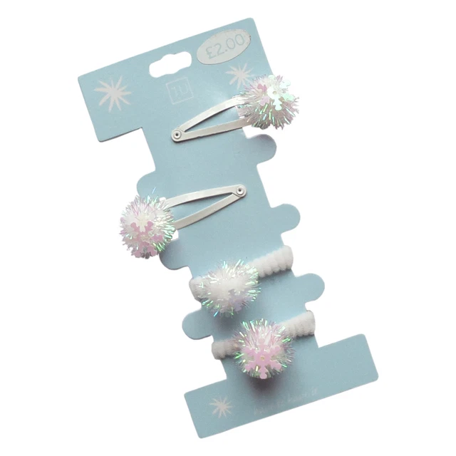 TU Palla di Neve Fiocco Capelli Clip X 2 per X 2 Bianco & Morbido Età 3+ Anni