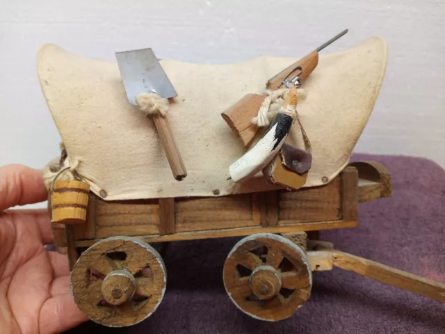 Vintage CONESTOGA WAGON HANDMADE WOODEN WESTERN COVERED CHUCK WAGON