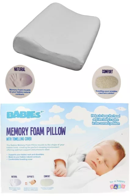 Baby Toddler Kids  Memory Foam Cot Bed Pillow With Towelling Cover