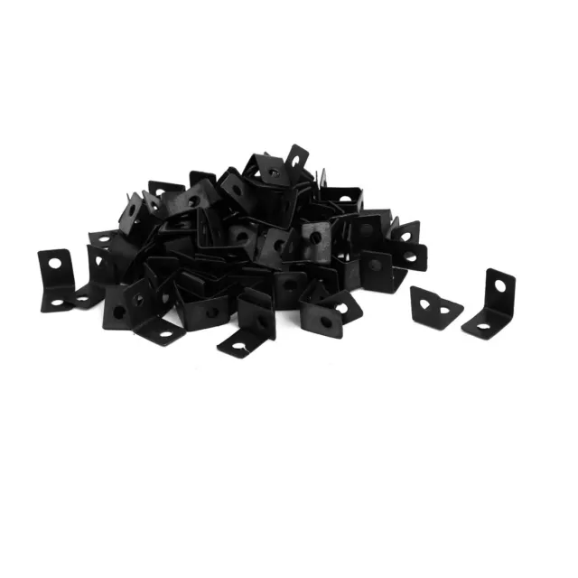 100 Pcs 12x9x12mm L-Shaped 90 Degree Angle Bracket Corner Braces Black