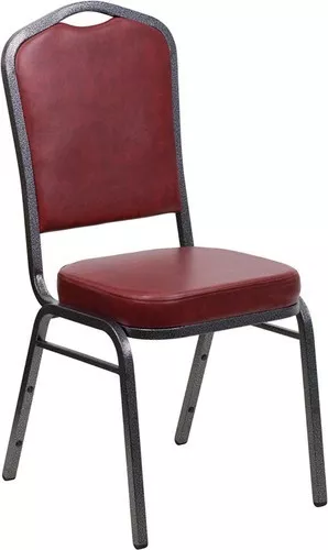 10 PACK Banquet Chair Burgundy Vinyl Restaurant Chair Crown Back Stacking Chair