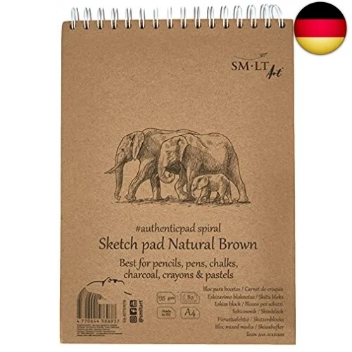 SMLT EB-80TS/NTB Authentic Line A4 Skizzenblock, braun Kraftpapier, 135 gsm, 80