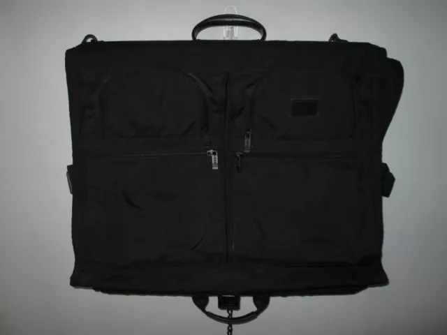 TUMI  Alpha Black Ballistic Nylon Leather  Bi-Fold Garment Bag + Crossbody Strap
