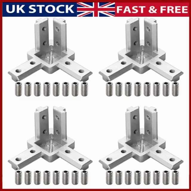 1/4Pcs 3-Way End Corner Bracket Connector For Aluminium Profile 2020/3030/4040