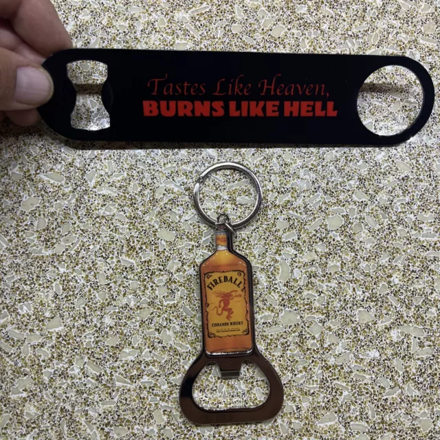 FIREBALL WHISKEY PUB BOTTLE opener and Personal Key Chain FIREBALL BOTTLE