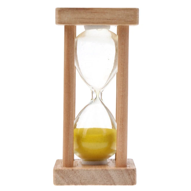 5 Minuten Sanduhr Hourglass mit Holz Rahmen Dekoration - 4,5x4,5x9,5cm Gelb