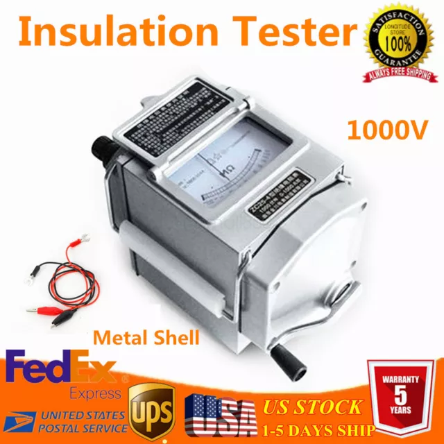 Megohmmeter 1000V Insulation Resistance Tester Hand Crank Megger 1000MΩ