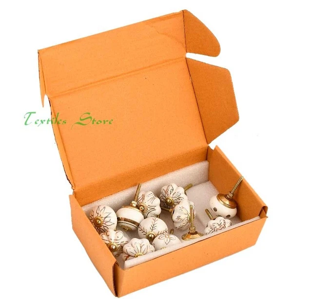 Indien Boho Handmade Céramique Porte Boutons Lot De 10 PC Armoire Poignée Tiroir