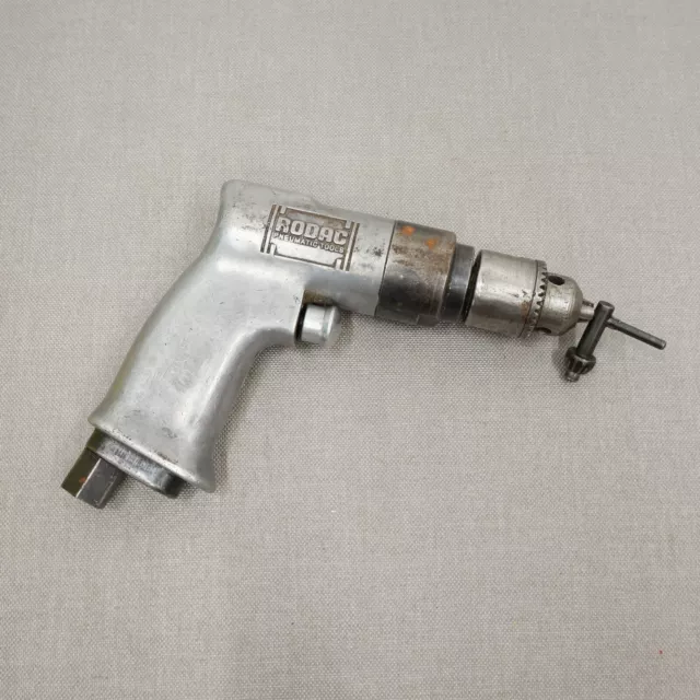 Vtg Rodac 218A Air Drill Pneumatic Bottom Air Discharge 3/8in Chuck