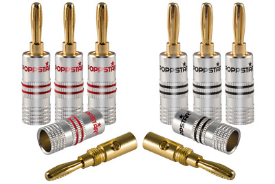 10x Noir, 10x Rouge plaqué Or 24 carats récepteur et amplificateur AV jusqu'à 6 mm² 20x fiches Bananes Haut de Gamme Hi-FI Haut-parleurs Poppstar pour câbles d'enceintes blindées 