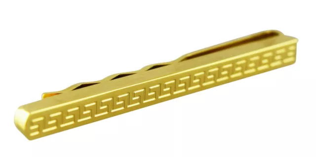 316L Metal Luxury Mens GOLD Laser Design Tie Slide 5.5CM Stainless Steel Bar Pin