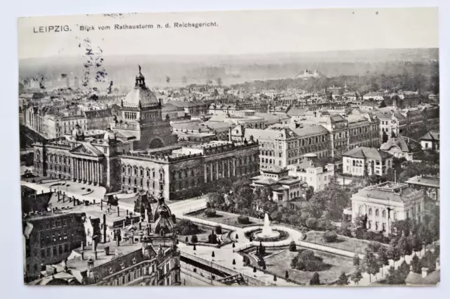 Ak. Leipzig - Blick vom Rathausturm zum Reichsgericht, 1913 frankiert