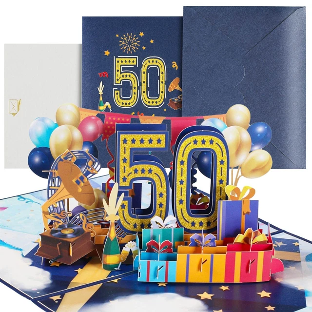 Uootach Biglietto di Compleanno, Torta di 3D Biglietti Auguri Compleanno con Musica e Luci, Pop Up per compleanno, Biglietti Spegnere le Candele LED per uomini Donne Padre Madre Amante Bambini