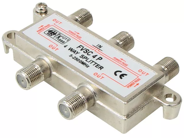 SAT Verteiler 4-fach 100dB Splitter 5-2500MHz digital Kabel TV DVB-T HDTV UKW