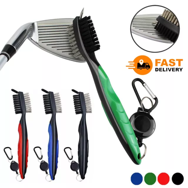 Golf Brush Club Cleaning Tool Kit Groove Cleaner Hook to Bag For Iron Wood Clubs